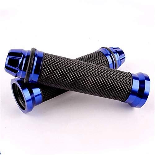 Poignée moto cross 22mm en caoutchouc bleu avec embouts alu
