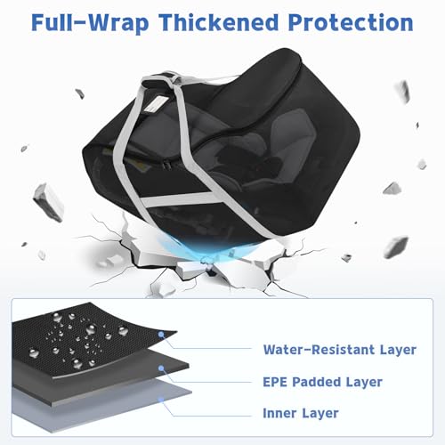 Image of Padded Car Seat Bag Compatible with Most Nuna Pipa Car Seats UPPAbaby MESA V2 without Base & Chicco KeyFit 30 and Base, Car Seat Travel Bag for Airplanes,Black