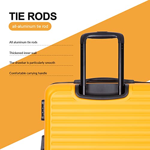 Travelhouse Luggage Sets, Lightweigh Hardside Suitcases with Double Spinner Wheels,TSA Lock, 3 Piece Set 20"/24"/28" (Yellow)3