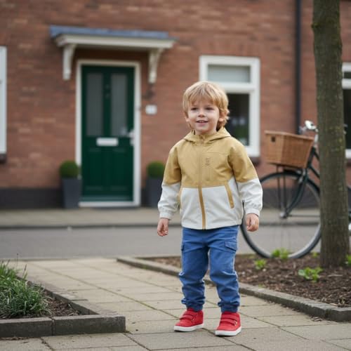 Image of Volunboy Toddler Boys Windbreaker Jackets Patchwork Lightweight Zip Hoodie Outerwear Fall Spring Windproof Hooded Coat