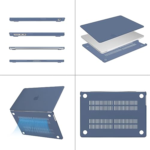 Image of MOSISO Compatible with MacBook Air 15 inch Case M4 M3 M2 2025 2024 2023 Release A3241 A3114 A2941 with Touch ID, Plastic Hard Shell Case&Keyboard Cover&Screen Protector&Storage Bag, Steel Blue