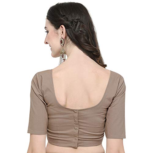 Image of Janasya Women's Plain Pure Cotton Stitched Blouse