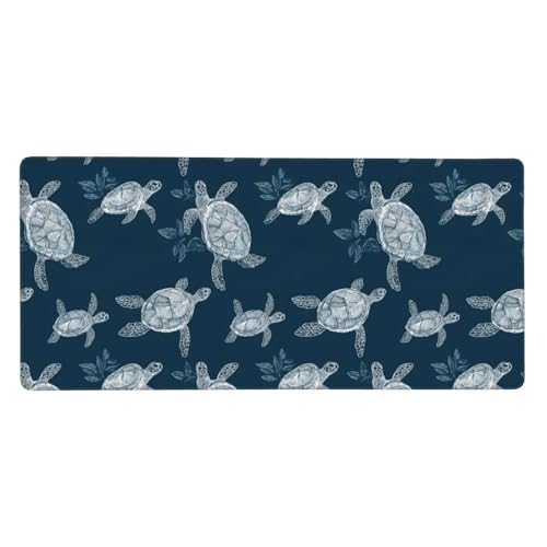 Grand tapis de souris de jeu imprimé tortue avec bords cousus pour clavier PC