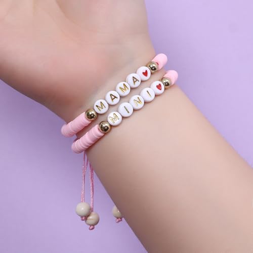 Image of First Day of Preschool Bracelet Back to School Gifts for Kindergarten / Preschool / School Gift Mama and Mini Adjustable Mother Daughter Bracelets as Supplies for Girls to Relieve Study Anxiety