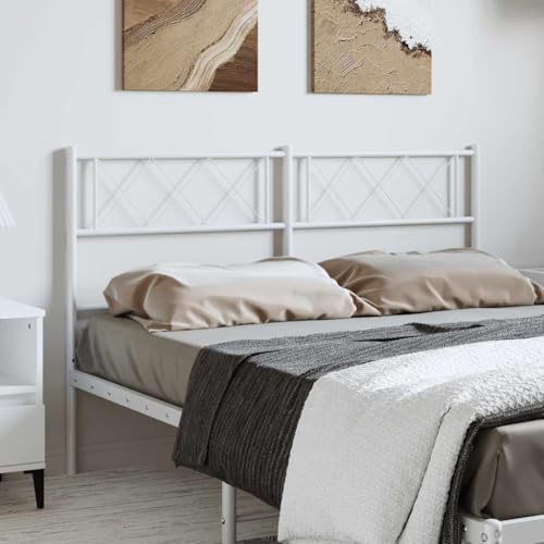 Teenpull Cabecero de repuesto de metal blanco de 135 cm, acero con recubrimiento en polvo, patas resistentes, compatible con somier de cama y colchón, ideal para dormitorio, habitación de invitados y