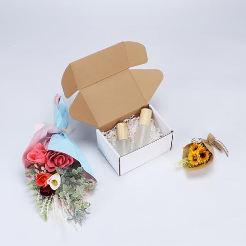 Image of RLAVBL 10 Pack 6x4x3 Small Shipping Boxes, White Corrugated Cardboard Box for Packing, Mailing, Business