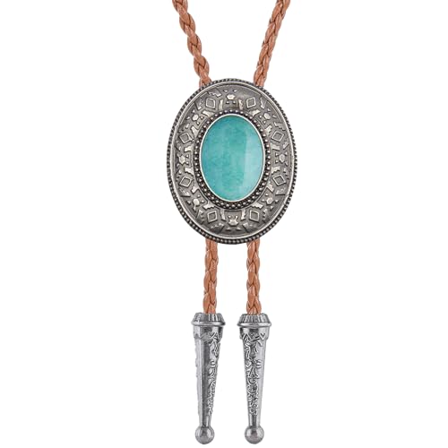 Image of GelConnie Native American Bolo Tie Rodeo Cowboy Leather Necktie Western Necklace Costume Accessories for Men,Women