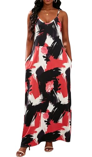 Image of vunahzma Womens Casual Fashion Sleeveless Plus Size Loose Long Sexy Maxi Dress with Pockets