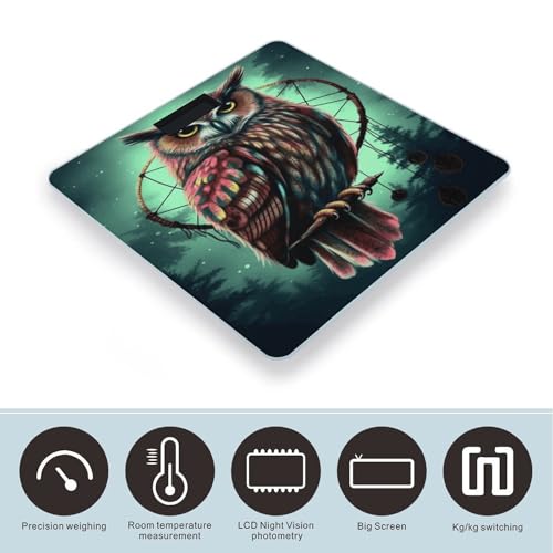 Báscula digital de baño Owl con plataforma amplia y pantalla LCD miniatura 3