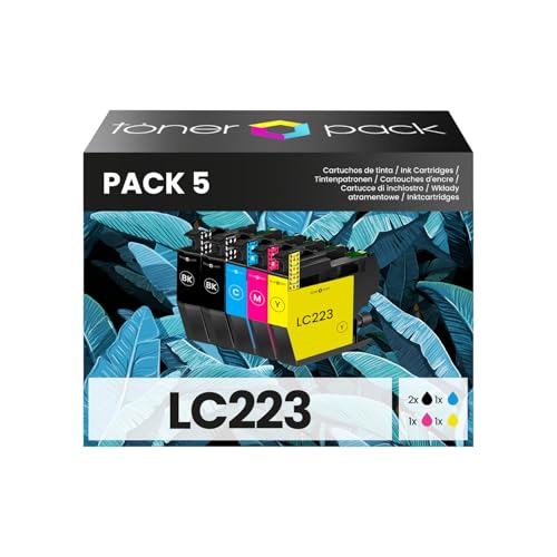TONER PACK LC223 LC221 Cartucho de Tinta Compatible para Brother LC 223 LC 221 DCP J4120DW DCP J562DW MFC J5320DW MFC J480DW MFC J680DW MFC J4620DW MFC J5620DW MFC J5625DW (Pack 5)