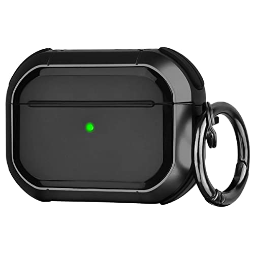 LIRAMARK Tough Rugged Hard Shell Armor case Cover for Airpods Pro (2019), AirPods Pro 1st Generation (Black)