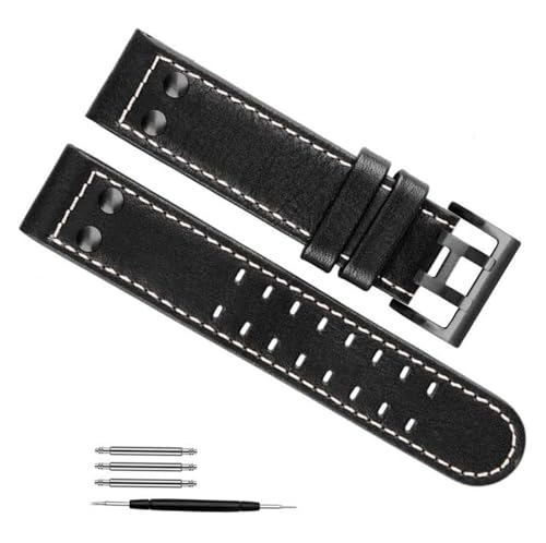 Bracelet de montre en cuir véritable pour Khaki Aviation Jazz Field