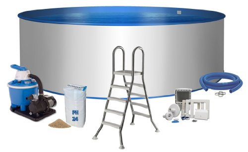 Pool Premium forma rotonda Ø 5 m x 1,2 m da parete in acciaio inox 0,6 mm Schermo blu 0,8 mm cuneo...