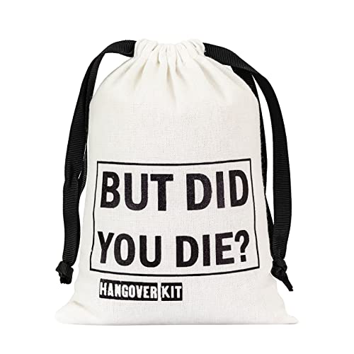 MEJOY 10 Pack Hangover Kit 5x7 In BUT DID YOU DIE Recovery Kit Bags for Bachelor Party Bachelorette Bridal Shower Pouches With Drawstring Wedding Favors Decor