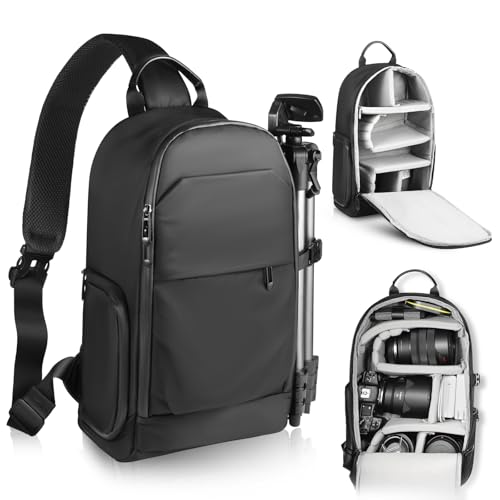 Bolso tipo bandolera para cámara DSLR impermeable negro miniatura 1