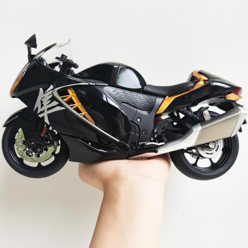 Risopen 1:9 Motorcycle Model for Suzuki Hayabusa Metal Die-cast Motorcycle Model No Assembly Required Mini Finished Moto Gift for Adult（Black）