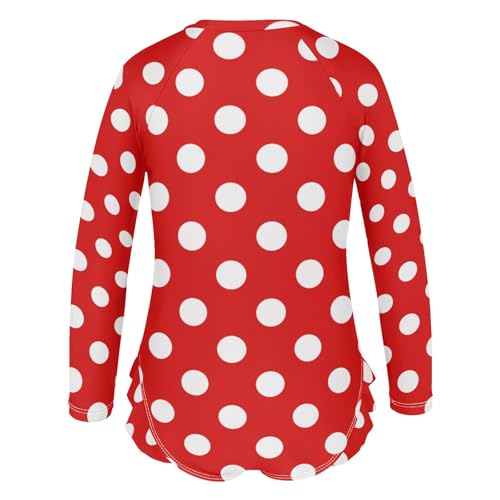 Polka Dot Red Rash Guard One Piece Girls Swimsuit Quick Dry Beach Swimwear 3T3