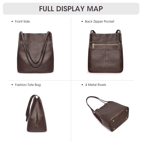 Image of Kattee Women Soft Genuine Leather Totes Shoulder Bag Purses and Handbags with Top Magnetic Snap Closure