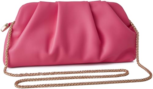 Image of Evening Bag for Women Ruched Clutch Purse Detachable Metal Chain Crossbody Bag
