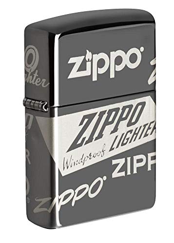 Zippo Logo Design Black Ice Pocket Lighter