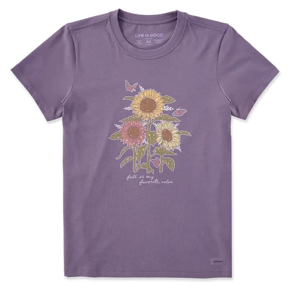 Life is Good. Women's Fall is My Favorite Sunflowers Short Sleeve Crusher Tee, Dusk Purple