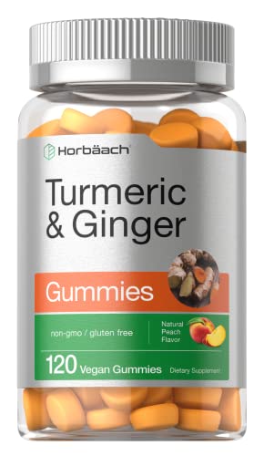 Turmeric-and-Ginger-Gummies-120-Count-Peach-Flavor-Vegan-Non-GMO-Gluten-Free-Supplement-by-Horbaach