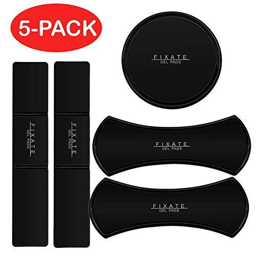 Fixate Sticky Gel Pad Multi Function Magic Gel Pads for Samsung,iPhone,Ipad,Nano Rubber Pad Car Bracket Anti Slip Mat Kits Pads Phone Holder(Black,5pcs)