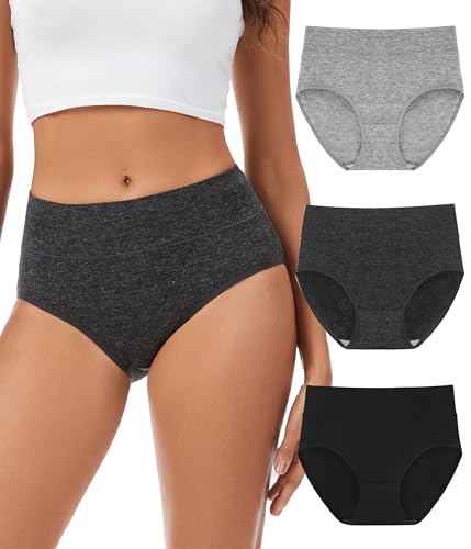 CAOZITOU Merino Wolle Unterhosen Damen Wolle Hohe Taille Unterwäsche Atmungsaktiv Slips Hipster Panties Weich Stretch Frauen 3er Pack (Multicolor02 L)