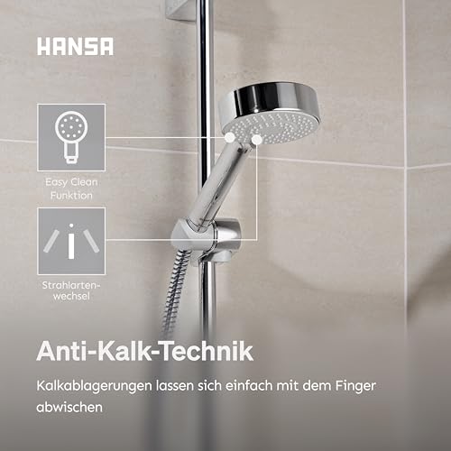 HANSA BASICJET Duschkopf mit 3 Strahlarten I Handbrause Dusche I Anti-Kalk Funktion I Brausekopf 95 mm Durchmesser… – Ansicht 5