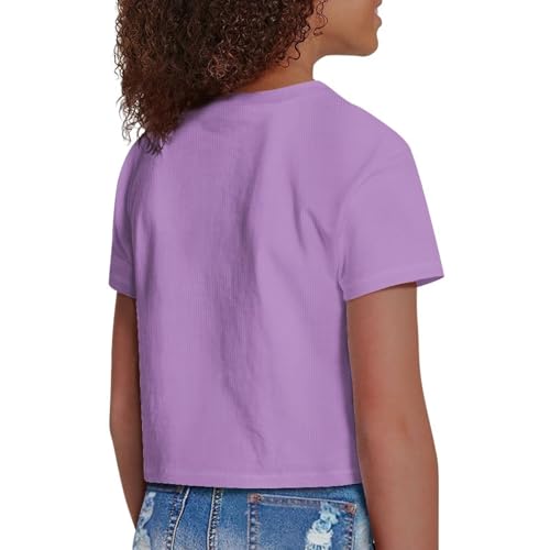 Image of Girls Summer Crop Top Outfits Short Sleeve T Shirts Kids Cute Clothes Tees Blouse