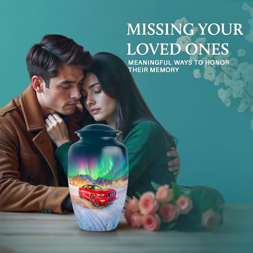Image of Car Urn - Unique Urn for Human Ashes - Combo 3 - Large with 3 Inch Pack of 4 - Funeral for Adult - Tiny Urns for Adult Human - Decorative Urns for Mom & Dad