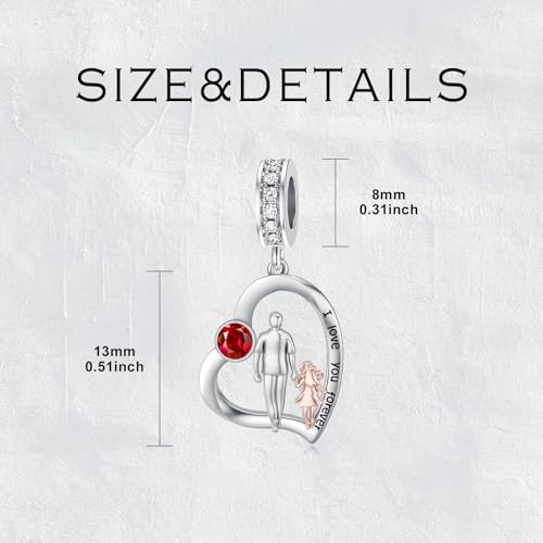 Image of PROESS Father Mother Daughter Charm fit Charms Bracelet Sterling Silver Charms for Bracelets Birthday Valentines Day Gifts for Daughter Mother Lover