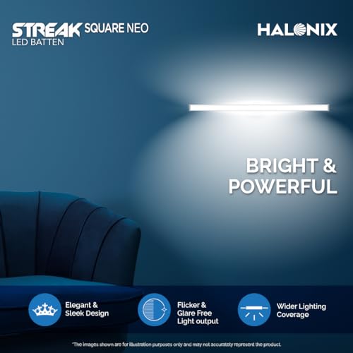 Image of Halonix 10W LED Batten /Led Tubelight | 2-ft Tubelight for Living Room & Bedroom | Cool day light | Pack 1