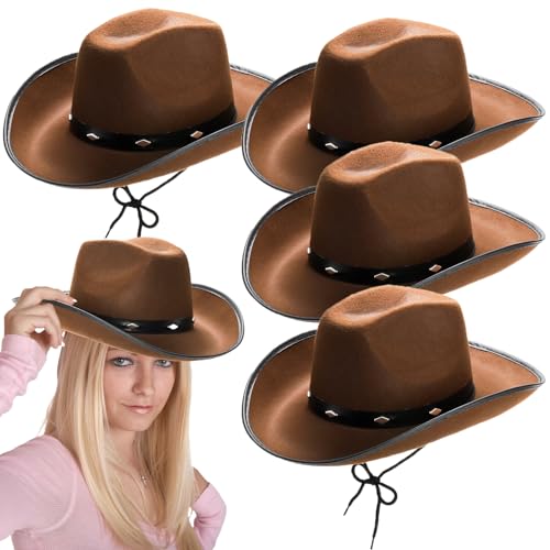 Hiceeden 4 Pack Brown Cowboy Hat for Men...