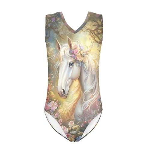 Image of Xpyiqun Swimsuits for Girls 3-14 V Neck Sleeveless Bathing Suit Summer Sport One Piece Swimwear Beach Swimming