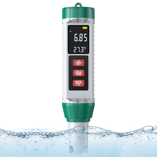 Shiptree pH-Messgerät (± 0,01), 5-in-1 Hochpräziser pH/TDS/EC/Salinität/Thermometer, Swimmingpool pH Tester mit hintergrundbeleuchtetem LED-Display und Temperaturkompensation,für Trinkwasser/Pool