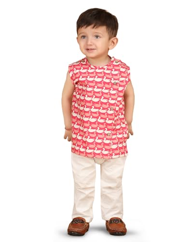 Image of POLKA TOTS Pure Cotton New Born Dress | Ultra-Soft, Breathable & Lightweight Sleeveless Jhabla Pant Set for Baby Boys & Girls | Baby Summer Clothes | Traditional Jabla & Pyjama Set for Newborns