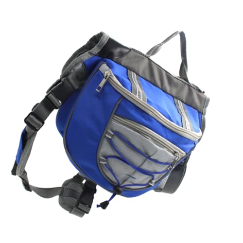 PERSELOSO 大型犬用アウトドアペットバックパック 調節可能ハーネス付き 通気性オックスフォード製 防水耐久 犬用リュックサック 登山 散歩