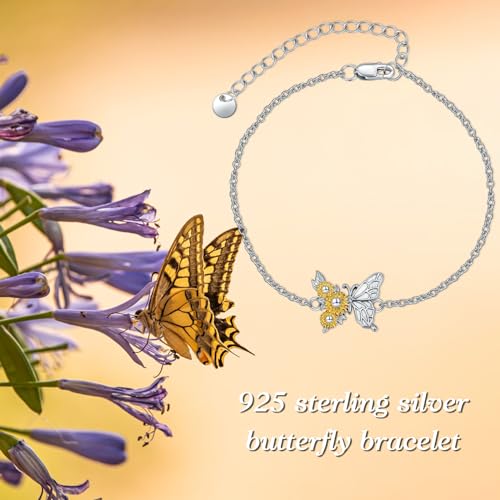 Image of Dragonfly /Cross Bracelet for Women 925 Sterling Silver Bracelet Animal Silver Bracelet Jewelry Mother's Day Birthday Gift for Mom Wift