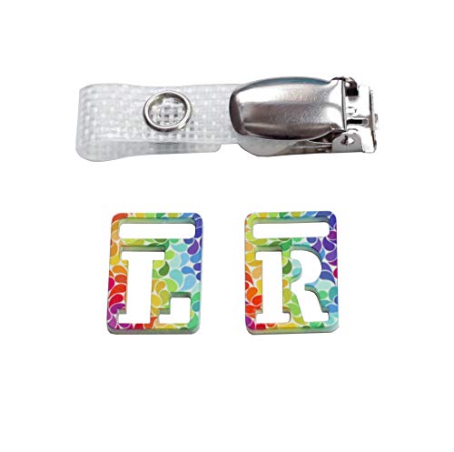 Marcatori radiopachi L e R per radiografo a goccia arcobaleno multicolore motivo a raggi X con clip a tracolla con bottoni automatici in metallo