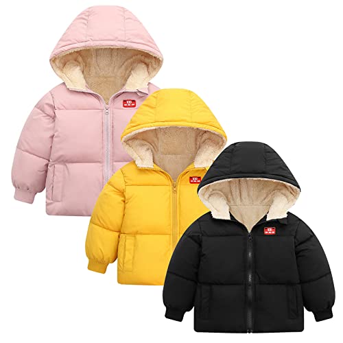Kids Winter Fleece Lined Hooded Coat Boys Girls Thicken Warm Hoodies Jacket Windproof Outwear Down Snowsuits