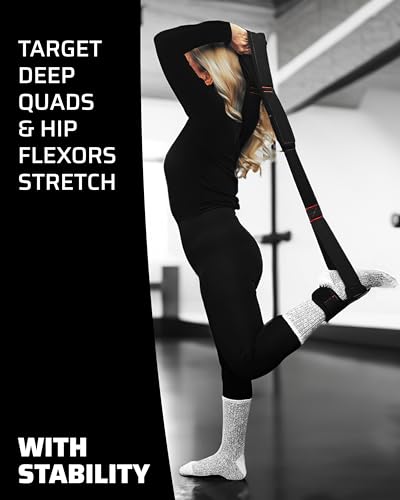 THEFITGUY Quads Stretch Strap with Ankle Support – Deep Quadriceps and Hip Flexor Stretch for Mobility, Rehab, Physical Therapy, Yoga and More
