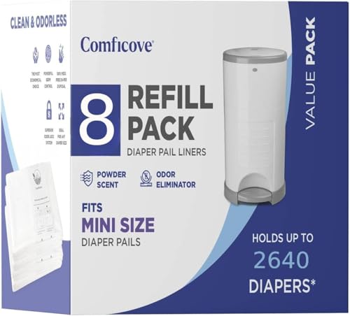 Image of Comficove Refills Compatible with DEKOR MINI Diaper Pails | 8 Pack | Extra Thick Diaper Pail Refill Liners | Fresh Scent | Easy to Replace and Dispose of Diaper Bag | Odorless Baby Diapers Disposal