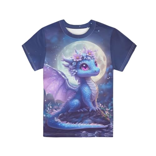 Image of WELLFLYHOM Kids Tshirts Girls Boys Short Sleeve Crewneck Tees Shirts Casual Sport Pullover Tops Size 3-16 Years