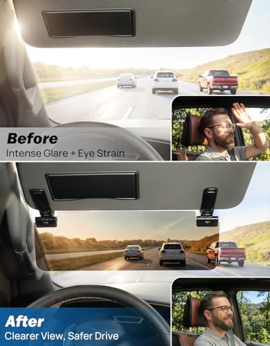 Image of JOYTUTUS Sun Visor Extender for Cars, Polarized Sun Visor Extender Universal Sun Blocker UV400, Adjustable Visor Extension for Car Visor,Double-Clip,Anti Glare Stray Light