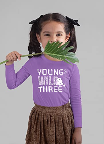 Image of Young Wild and Three Girl 3rd Birthday Outfit Toddler Shirts 3 Year Old Girls Third Party Tshirt