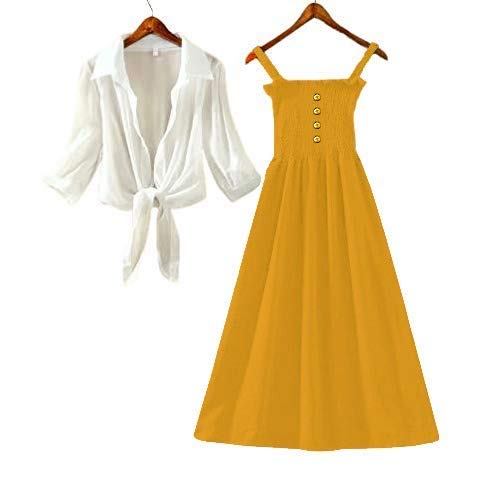 Myra-Syra Womens Ankle Length Long Dress with Shrug