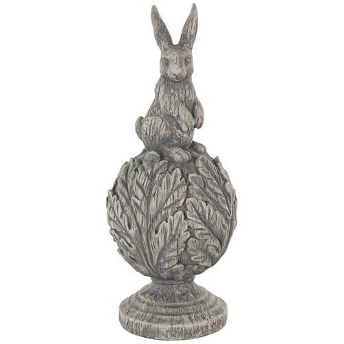Escultura decorativa de conejo de polystone gris 8 x 8 x 20 in miniatura 1