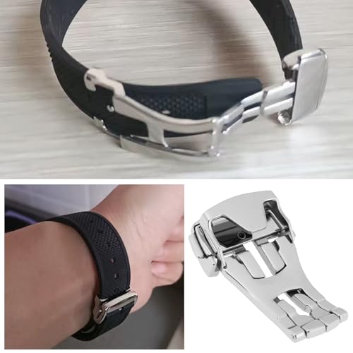 Briny River 18mm Dornschließe Edelstahl Kompatibel mit Omega Seamaster Planet Ocean Silber