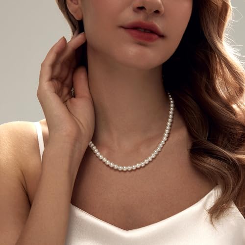 Image of Zeffy Pearl Necklace 4MM /6MM /8MM Dainty Round Imitation Pearl Choker Necklace Wedding Pearl Necklace Delicate Jewelry for Women Simple Bridesmaid Jewelry Gifts